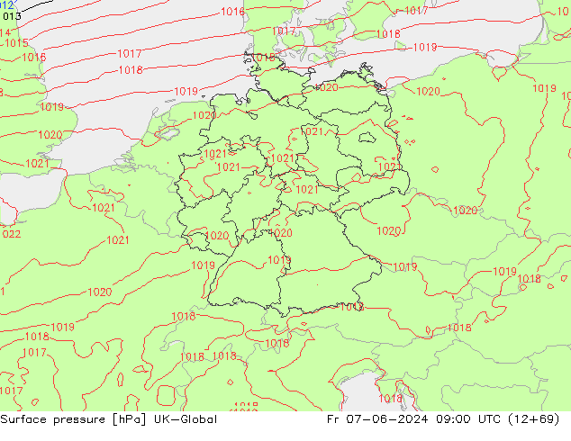 приземное давление UK-Global пт 07.06.2024 09 UTC