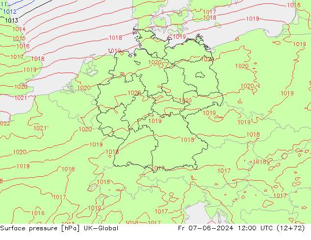 pression de l'air UK-Global ven 07.06.2024 12 UTC