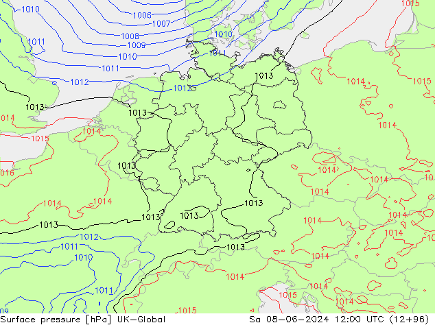 pression de l'air UK-Global sam 08.06.2024 12 UTC