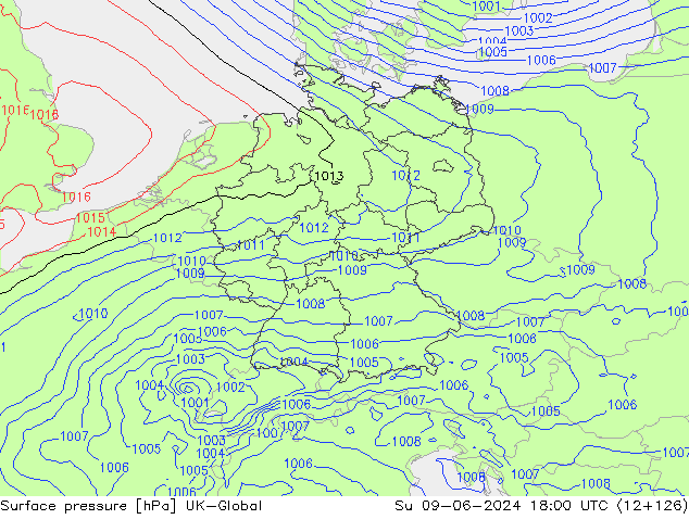 приземное давление UK-Global Вс 09.06.2024 18 UTC