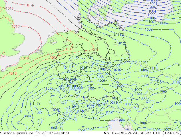 Pressione al suolo UK-Global lun 10.06.2024 00 UTC