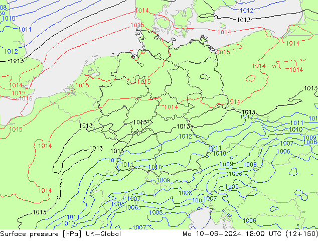 Surface pressure UK-Global Mo 10.06.2024 18 UTC