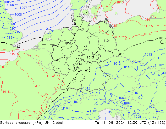 Luchtdruk (Grond) UK-Global di 11.06.2024 12 UTC