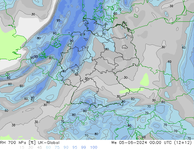 RH 700 hPa UK-Global  05.06.2024 00 UTC