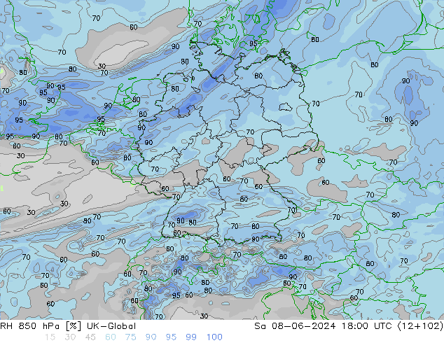 RH 850 hPa UK-Global Sa 08.06.2024 18 UTC