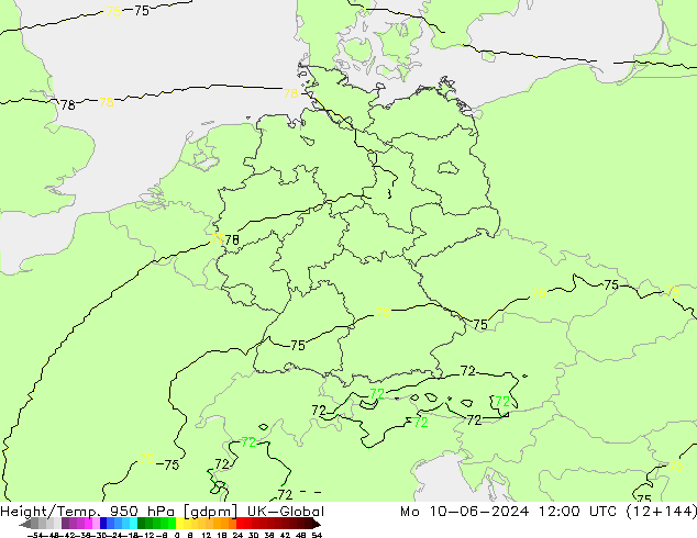 Géop./Temp. 950 hPa UK-Global lun 10.06.2024 12 UTC
