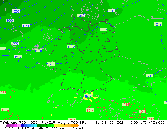 Thck 700-1000 hPa UK-Global mar 04.06.2024 15 UTC