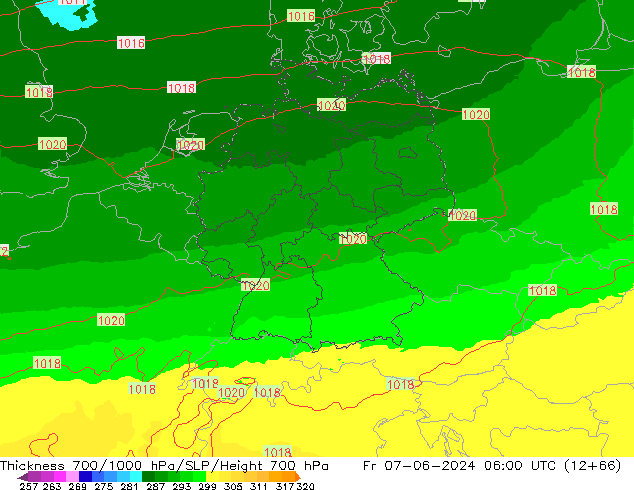 Thck 700-1000 hPa UK-Global ven 07.06.2024 06 UTC