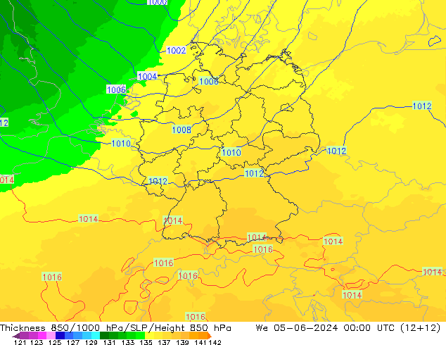 Thck 850-1000 hPa UK-Global We 05.06.2024 00 UTC