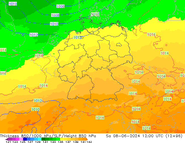 Thck 850-1000 hPa UK-Global Sa 08.06.2024 12 UTC