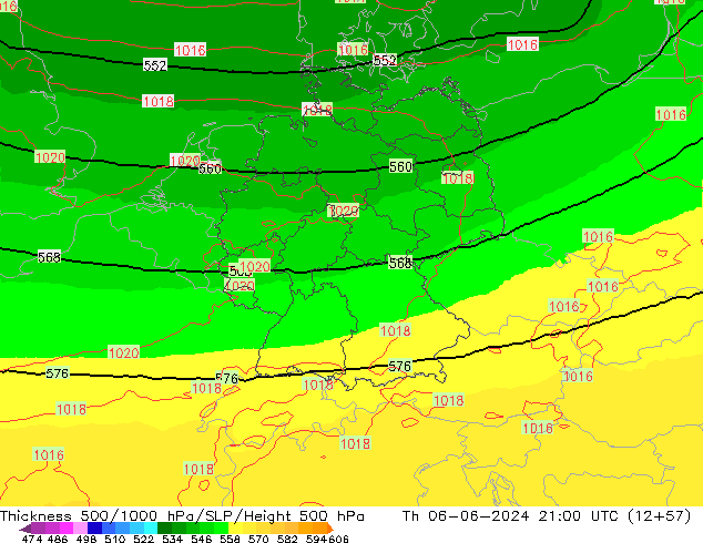 Schichtdicke 500-1000 hPa UK-Global Do 06.06.2024 21 UTC