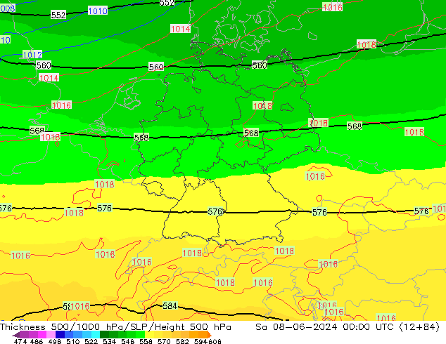 Thck 500-1000hPa UK-Global So 08.06.2024 00 UTC
