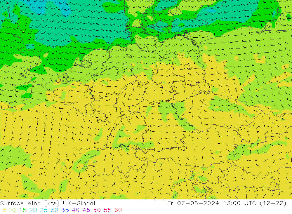 Wind 10 m UK-Global vr 07.06.2024 12 UTC