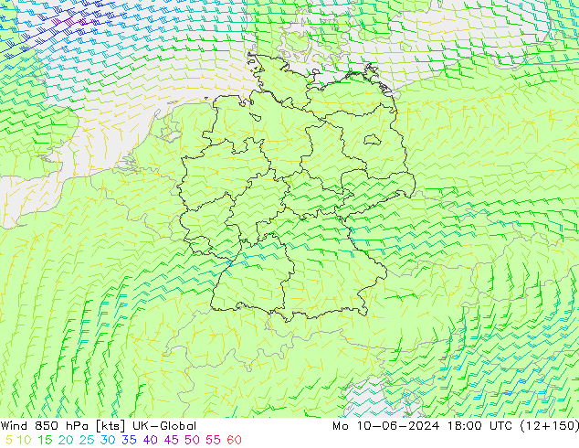 ветер 850 гПа UK-Global пн 10.06.2024 18 UTC
