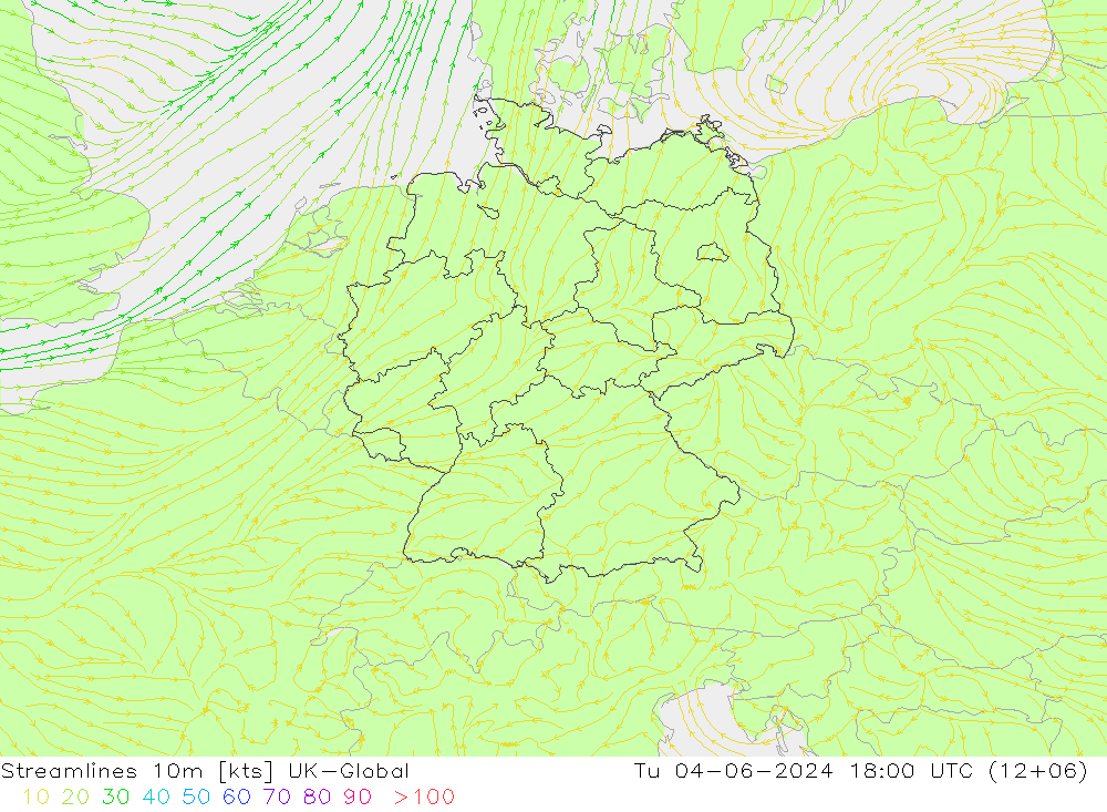 Stromlinien 10m UK-Global Di 04.06.2024 18 UTC