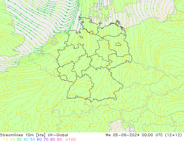 Streamlines 10m UK-Global We 05.06.2024 00 UTC