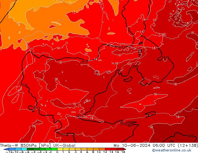 Theta-W 850hPa UK-Global  10.06.2024 06 UTC