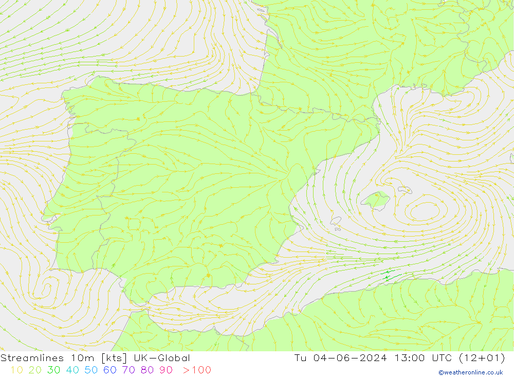 ветер 10m UK-Global вт 04.06.2024 13 UTC