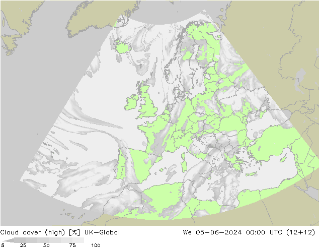 Cloud cover (high) UK-Global We 05.06.2024 00 UTC