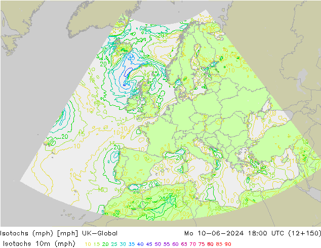 Isotachen (mph) UK-Global Mo 10.06.2024 18 UTC