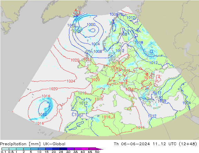 Precipitation UK-Global Th 06.06.2024 12 UTC