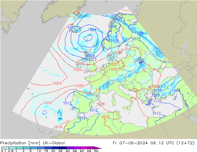 Srážky UK-Global Pá 07.06.2024 12 UTC