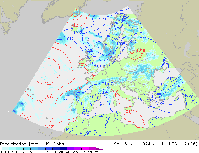 осадки UK-Global сб 08.06.2024 12 UTC