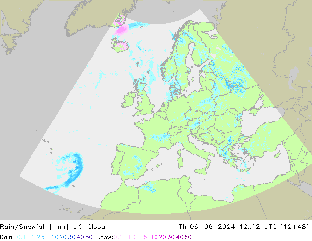 Rain/Snowfall UK-Global Per 06.06.2024 12 UTC