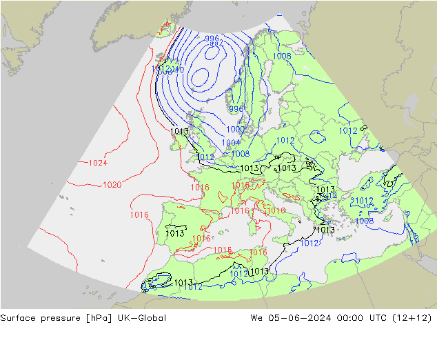 Presión superficial UK-Global mié 05.06.2024 00 UTC