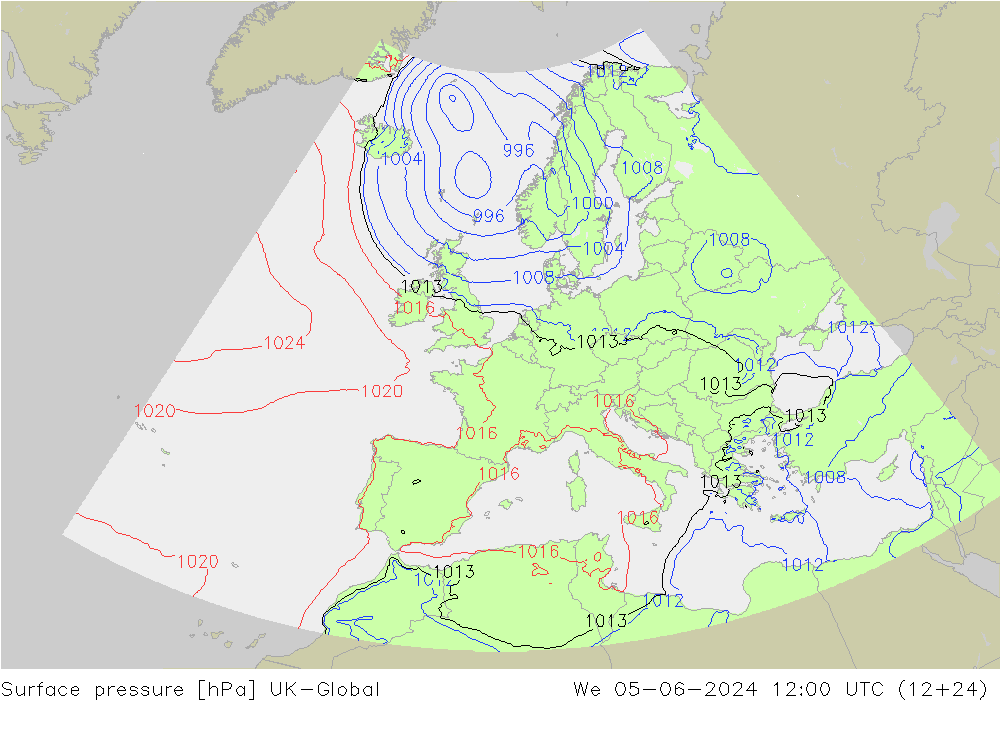 地面气压 UK-Global 星期三 05.06.2024 12 UTC