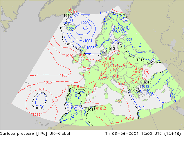 Surface pressure UK-Global Th 06.06.2024 12 UTC