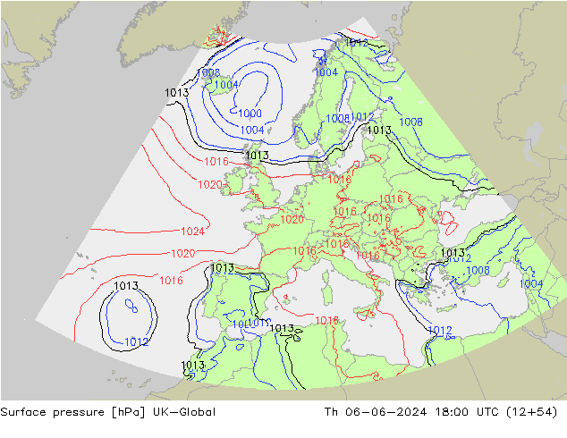 Surface pressure UK-Global Th 06.06.2024 18 UTC