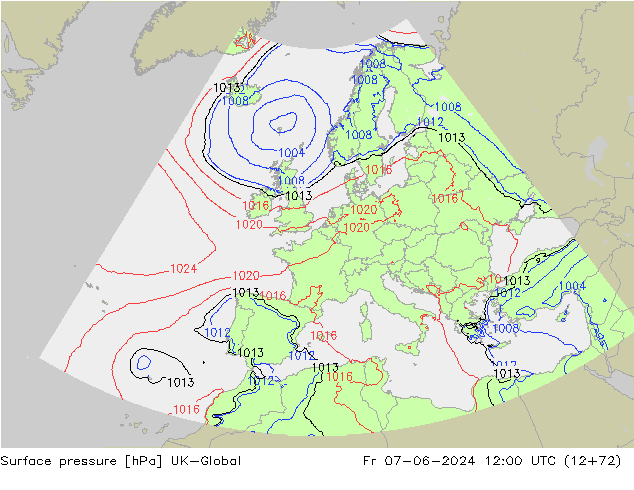 Surface pressure UK-Global Fr 07.06.2024 12 UTC