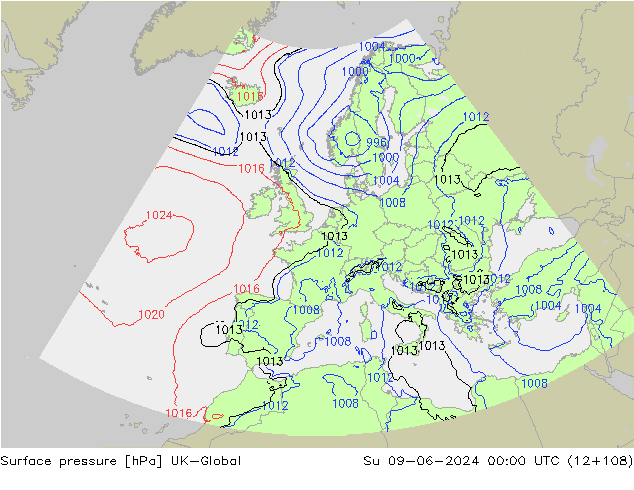приземное давление UK-Global Вс 09.06.2024 00 UTC