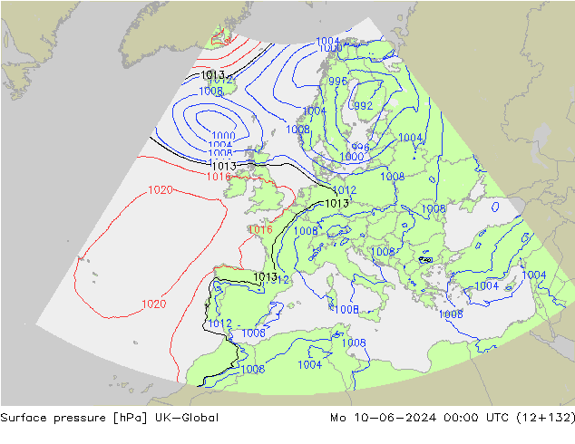 Presión superficial UK-Global lun 10.06.2024 00 UTC