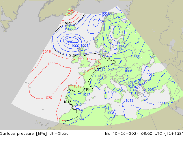 Atmosférický tlak UK-Global Po 10.06.2024 06 UTC