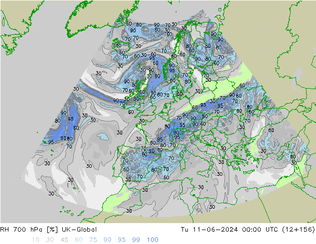 RV 700 hPa UK-Global di 11.06.2024 00 UTC