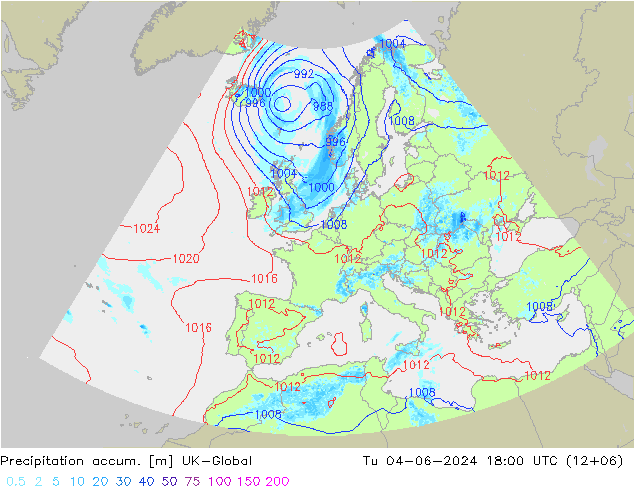 Precipitation accum. UK-Global вт 04.06.2024 18 UTC