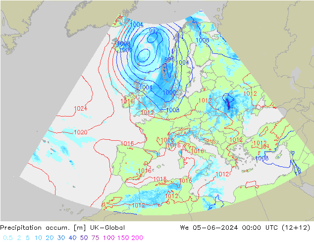 Totale neerslag UK-Global wo 05.06.2024 00 UTC