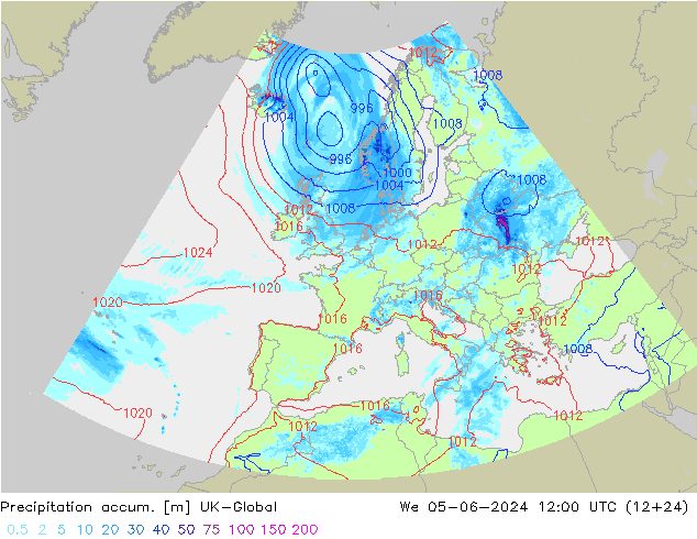 Precipitation accum. UK-Global Qua 05.06.2024 12 UTC