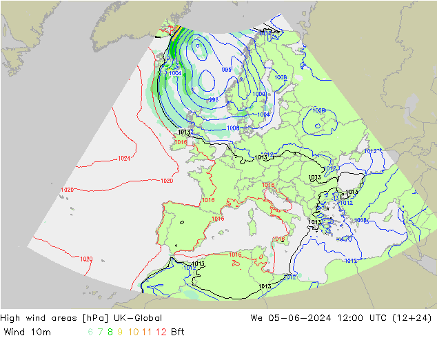 High wind areas UK-Global 星期三 05.06.2024 12 UTC