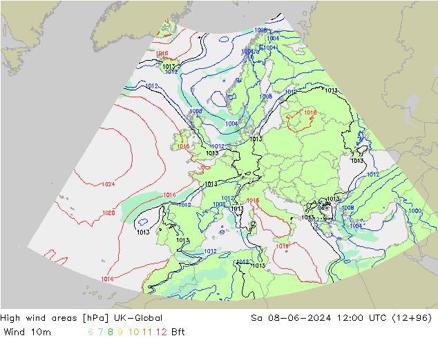 High wind areas UK-Global  08.06.2024 12 UTC