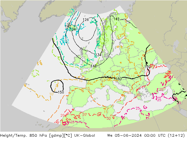 Hoogte/Temp. 850 hPa UK-Global wo 05.06.2024 00 UTC
