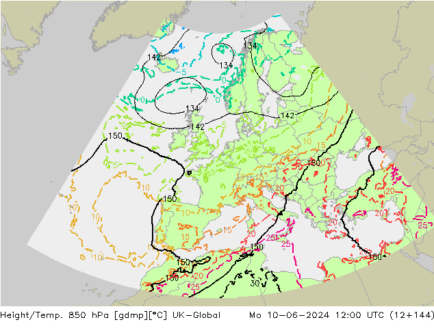 Yükseklik/Sıc. 850 hPa UK-Global Pzt 10.06.2024 12 UTC