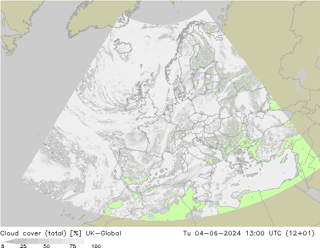 Cloud cover (total) UK-Global Tu 04.06.2024 13 UTC