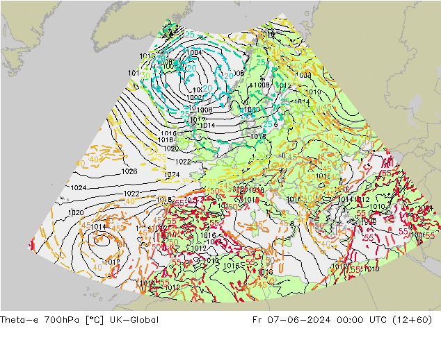 Theta-e 700hPa UK-Global ven 07.06.2024 00 UTC