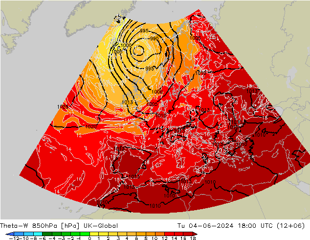 Theta-W 850hPa UK-Global di 04.06.2024 18 UTC