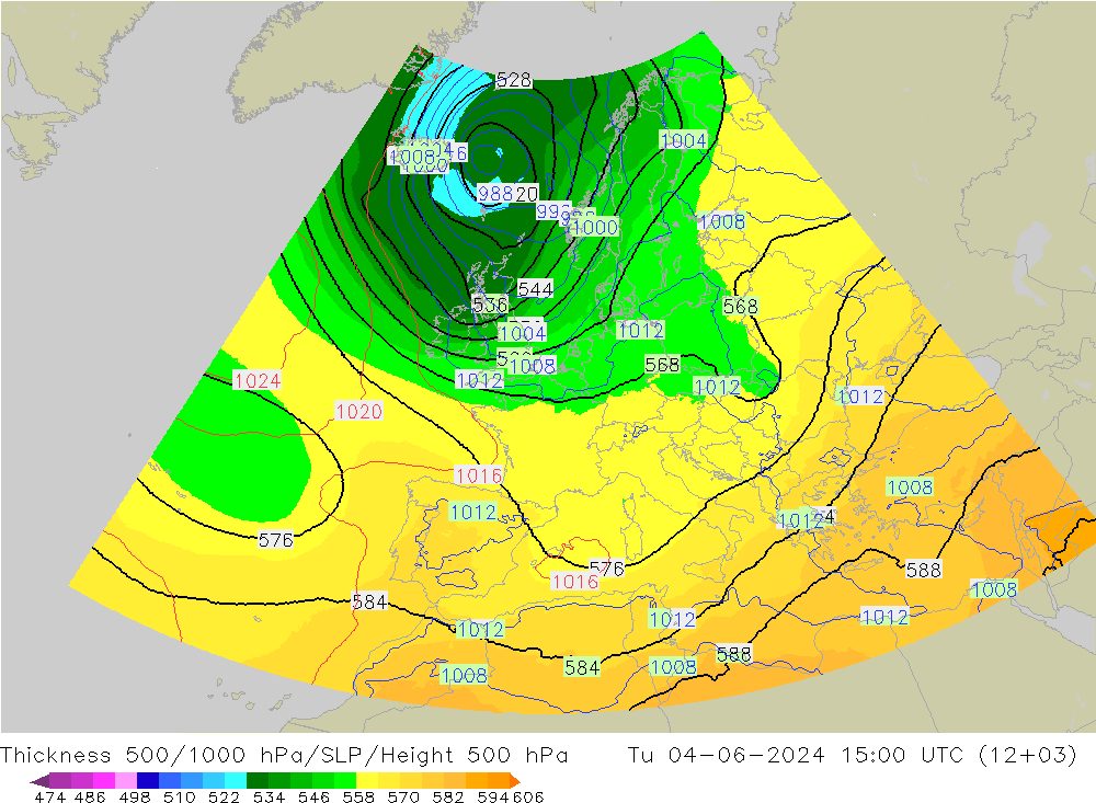 Dikte 500-1000hPa UK-Global di 04.06.2024 15 UTC