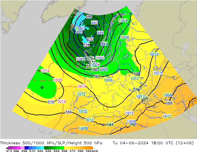 Thck 500-1000hPa UK-Global wto. 04.06.2024 18 UTC