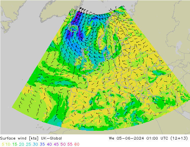 Vento 10 m UK-Global Qua 05.06.2024 01 UTC